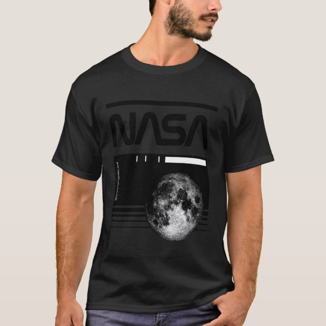 NASA - Moon Blueprint & Barcode T-Shirt (Front)