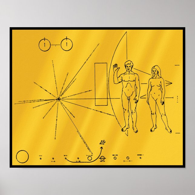 NASA Pioneer 10 Space Probe Gold Plaque Poster (Front)