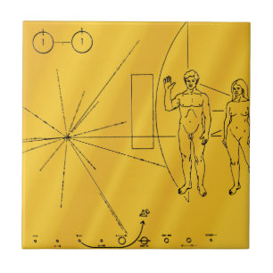 NASA Pioneer 10 Space Probe Gold Plaque Tile