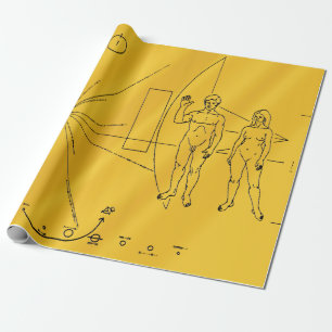 NASA Pioneer 10 Space Probe Gold Plaque Wrapping Paper