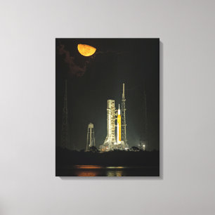 NASA Space Launch System Rocket Artemis I Moonrise Canvas Print