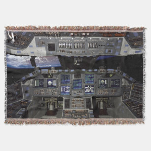 NASA Space Shuttle Cockpit Earth Orbit Window View Throw Blanket
