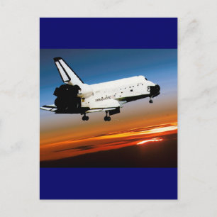 NASA SPACE SHUTTLE FLYING INTO COCOA BEACH POSTCARD