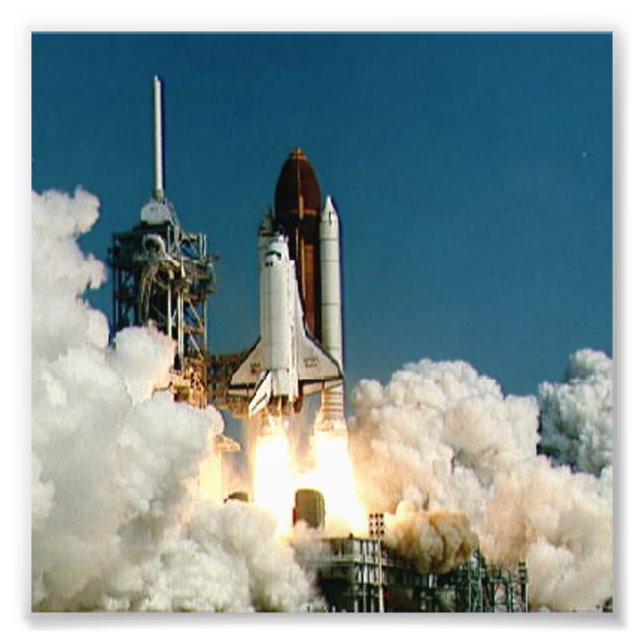 NASA Space Shuttle launch, Rocket Fire Photo Print (Front)