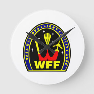 Nasa Wallops Flight Facility Insignia Round Clock