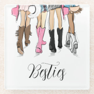 Nash Bash Bachelorette Fashion Cowboy Boots  Glass Coaster