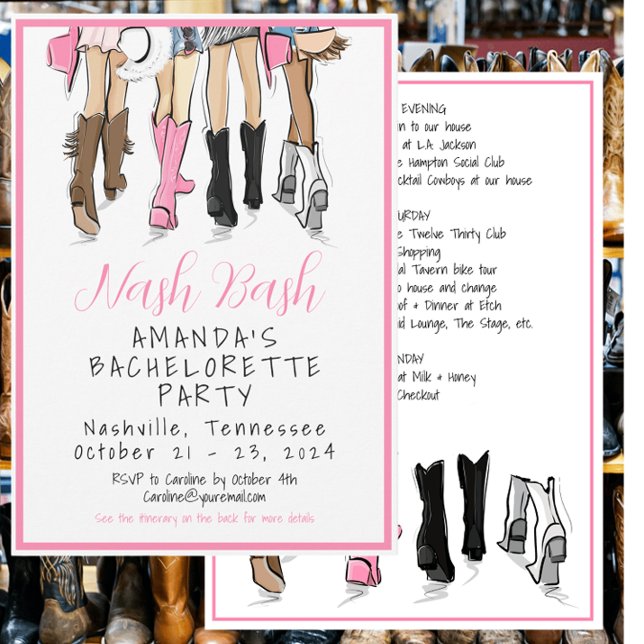 Nash Bash Bachelorette Fashion Weekend Itinerary Invitation (Creator Uploaded)