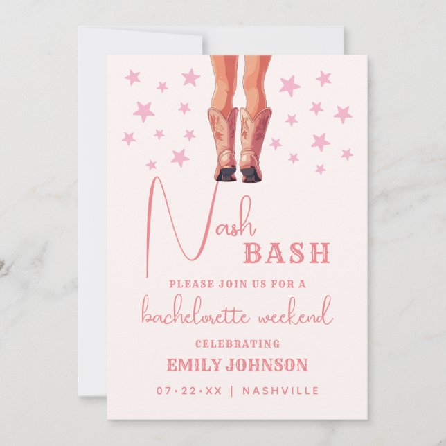 Nash Bash Cowgirl Bachelorette Weekend Itinerary  Invitation (Front)