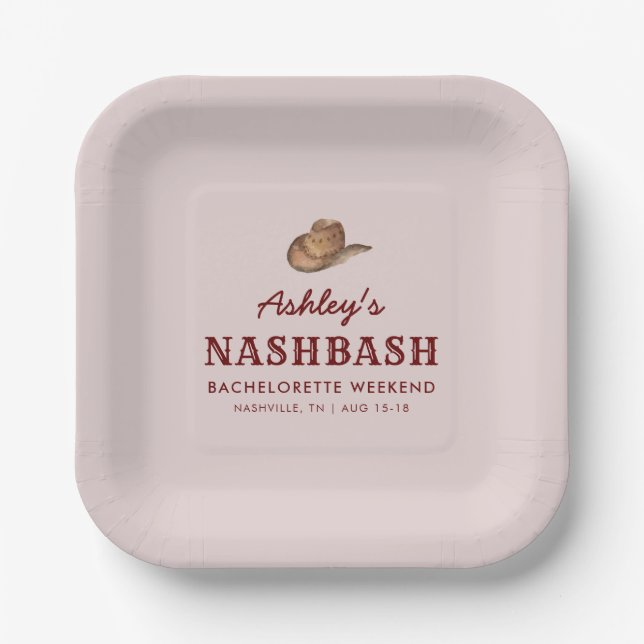Nash Bash Nashville Bachelorette Party Weekend Paper Plate (Front)