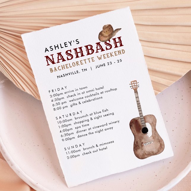 Nash Bash Nashville Bachelorette Weekend itinerary Invitation (Creator Uploaded)