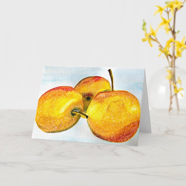 Nashi pear yellow watercolor fruit card (Yellow Flower)