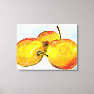 Nashi pears yellow watercolor fruit canvas print