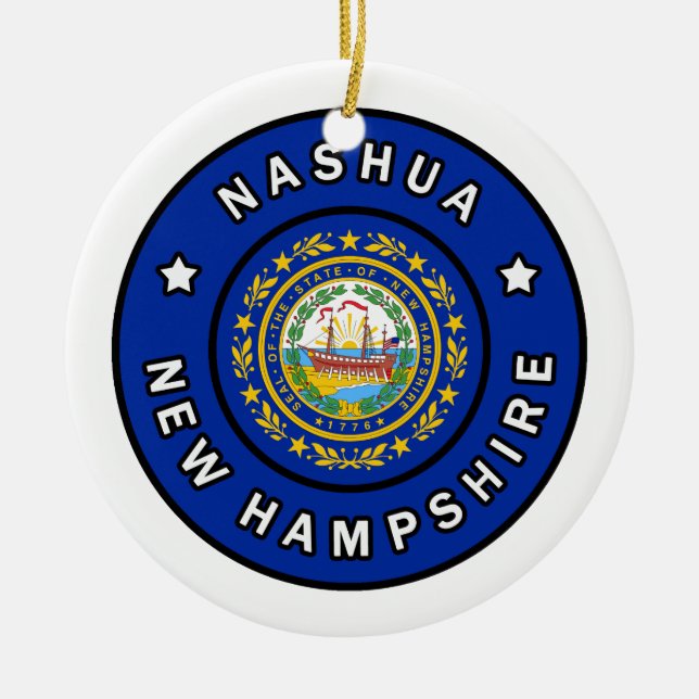Nashua New Hampshire Ceramic Tree Decoration (Front)