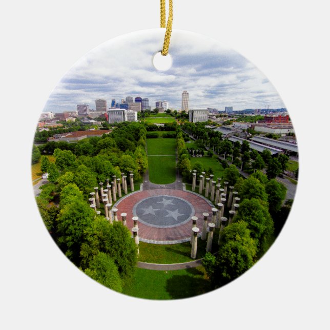 Nashville Aerial photo Ceramic Tree Decoration (Front)