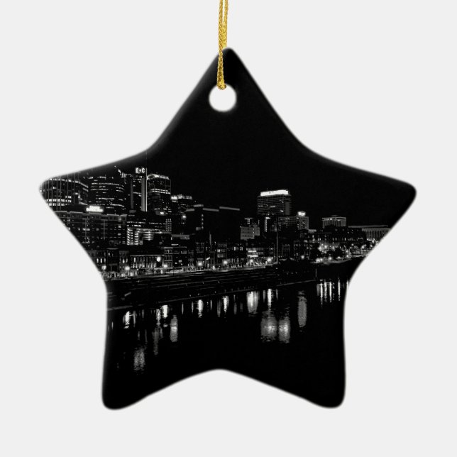 Nashville At Night Ceramic Tree Decoration (Front)