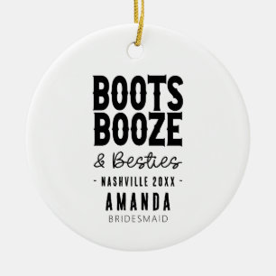 Nashville Bachelorette Boots Booze Besties Custom Ceramic Tree Decoration