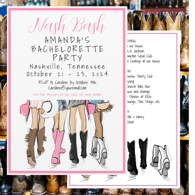 Nashville Bachelorette Fashion Weekend Itinerary Invitation (Creator Uploaded)