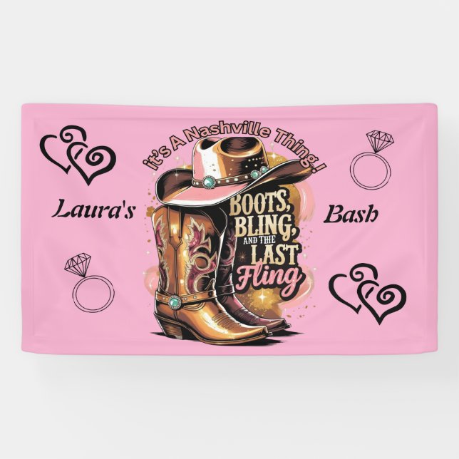 Nashville Bachelorette Party - Boots and Bling Banner (Horizontal)
