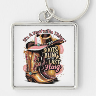 Nashville Bachelorette Party - Boots And Bling Key Ring