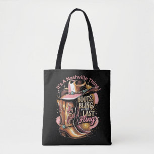 Nashville Bachelorette Party -“Boots, Bling, " Tote Bag