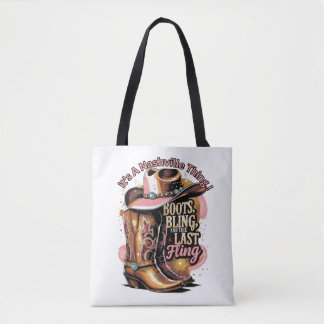 Nashville Bachelorette Party -“Boots, Bling, " Tote Bag