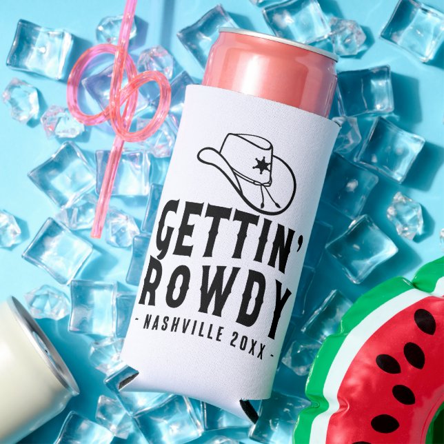 Nashville Bachelorette Party Custom Getting Rowdy Seltzer Can Cooler (In Situ Summer)