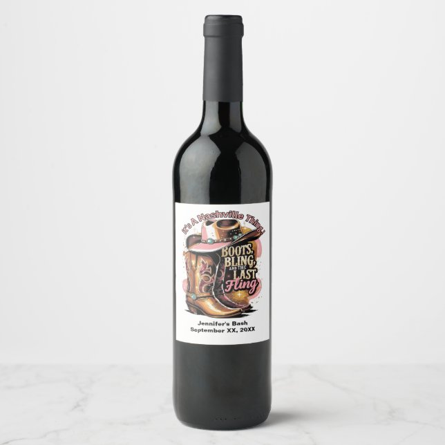 Nashville Bachelorette  Party Wine Label (Front)