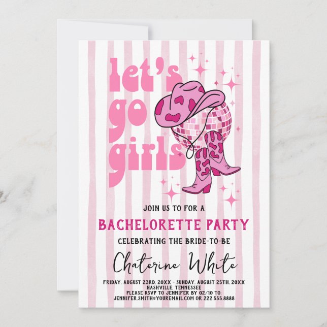 Nashville Bachelorette Rodeo Weekend Itinerary  Invitation (Front)