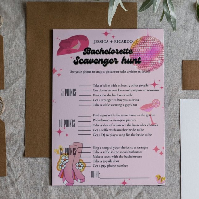 Nashville Bachelorette scavenger photo hunt game Invitation (Creator Uploaded)