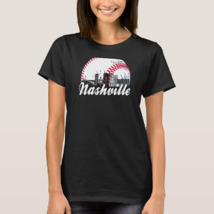 Nashville Baseball Skyline Retro Nashville Citysca T-Shirt
