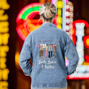  Nashville Boot Booze & Besties Bachelorette Denim Jacket