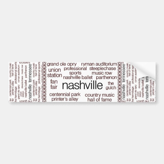 Nashville Brown Bumper Sticker (Front)