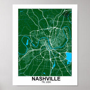 Nashville City Map Poster