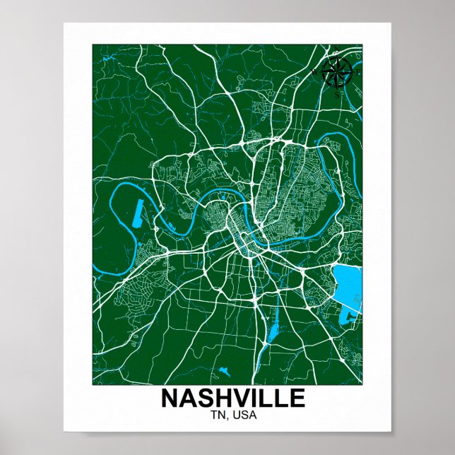 Nashville City Map Poster (Front)