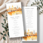 Nashville City Skyline Watercolor Wedding Program Invitation<br><div class="desc">If you need any further customisation please feel free to email me on yellowfebstudio@gmail.com. or message via Zazzle.</div>