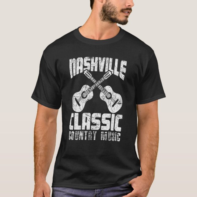Nashville Classic Country Music Tennessee Guitar P T-Shirt (Front)