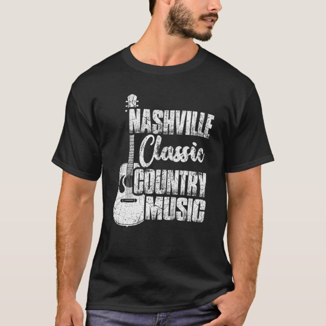 Nashville Classic Country Music Tennessee Guitar P T-Shirt (Front)