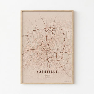 Nashville Copper Print Tennessee City Map Wall Art