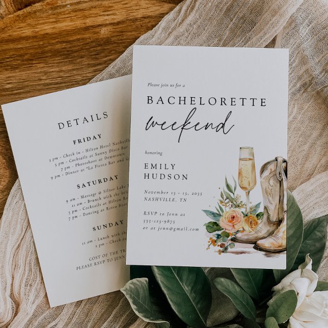 Nashville Cowboy Western Bachelorette Weekend Invitation (Creator Uploaded)