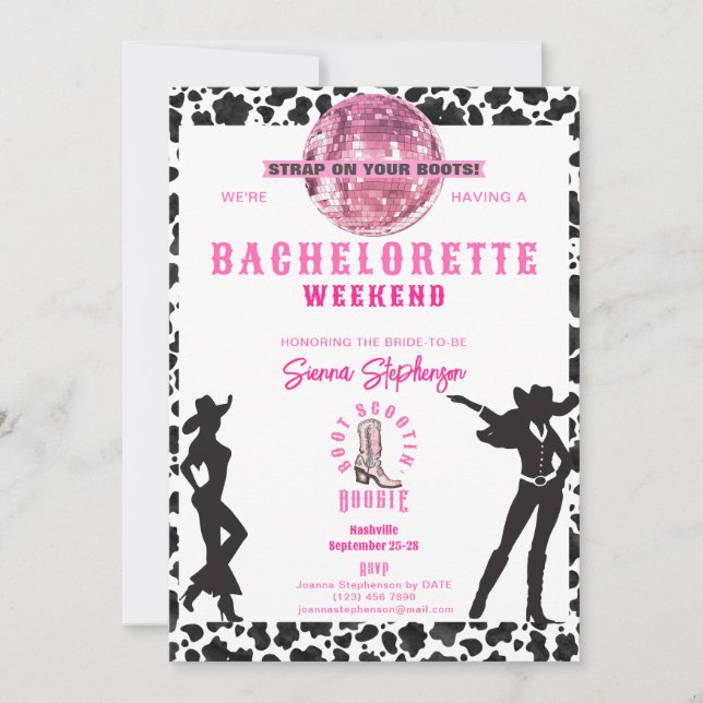 Nashville Cowgirl Disco Rodeo Bachelorette Weekend Invitation (Front)