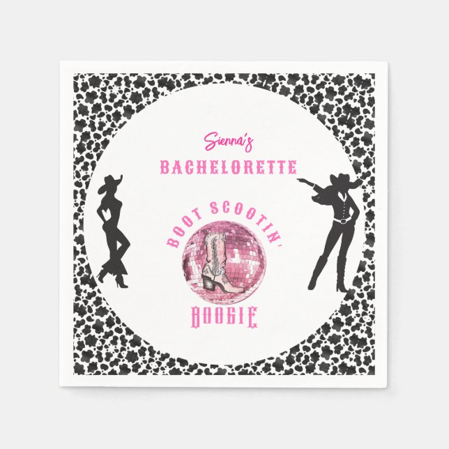 Nashville Cowgirl Disco Rodeo Bachelorette Weekend Napkin (Front)