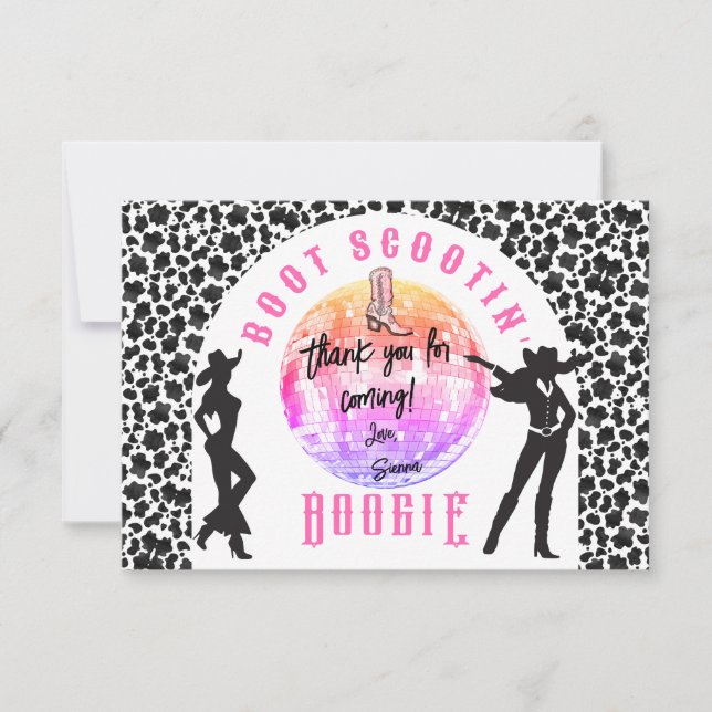 Nashville Cowgirl Disco Rodeo Bachelorette Weekend Thank You Card (Front)