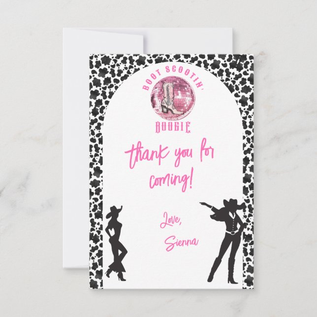 Nashville Cowgirl Disco Rodeo Bachelorette Weekend Thank You Card (Front)