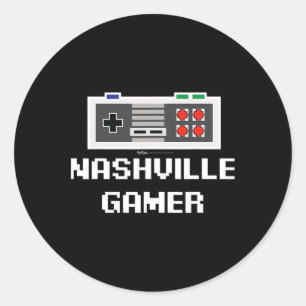 Nashville Gamer 8-bit City Classic Round Sticker