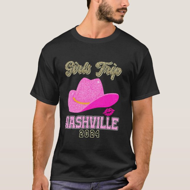 Nashville Girls Trip 2024 Leopard Bachelor Party F T-Shirt (Front)