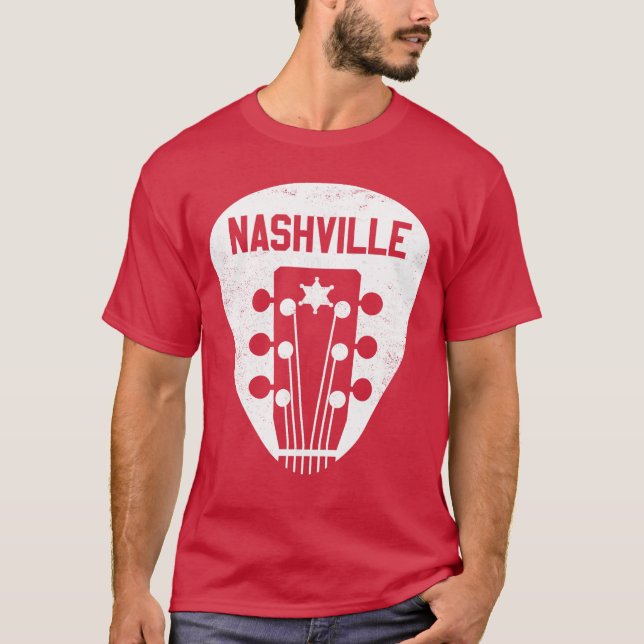 Nashville Guitar Pick Country Music City Guitarist T-Shirt (Front)