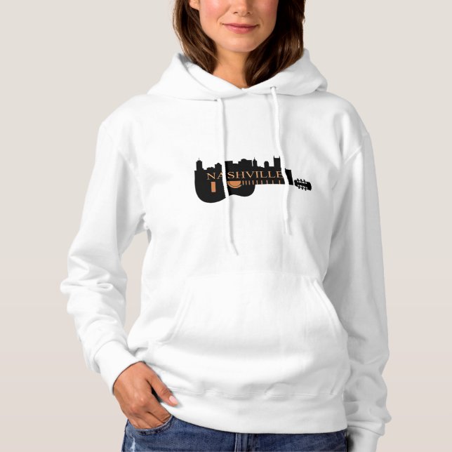Nashville Guitar Skyline Women's Hooded Sweatshirt (Front)