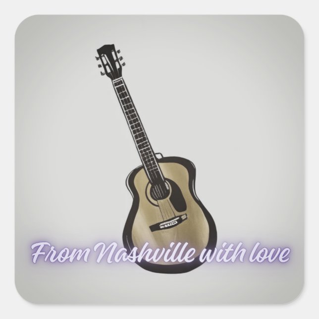 Nashville Guitar – Taylor‑Inspired Sunset Songwrit Square Sticker (Front)