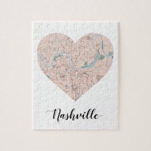 Nashville Heart Map Jigsaw Puzzle