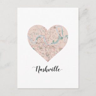 Nashville Heart Map Postcard